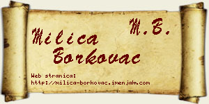 Milica Borkovac vizit kartica